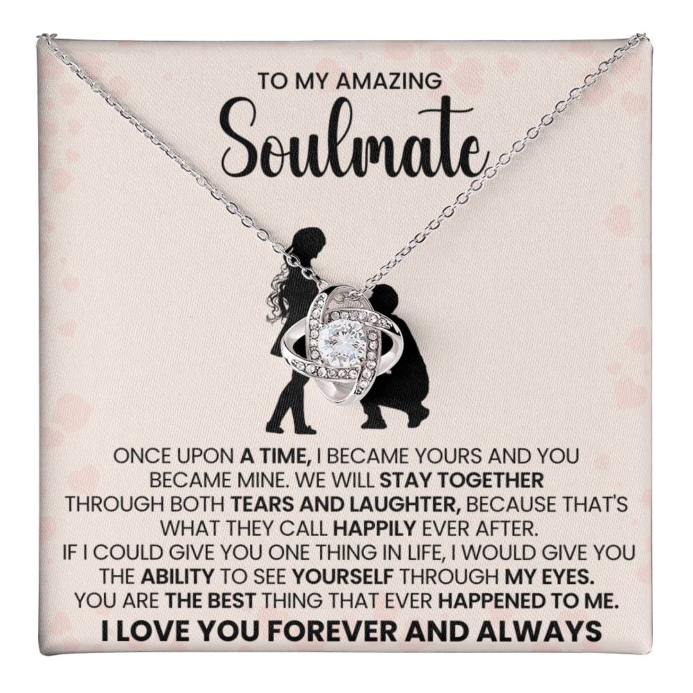 o My Beautiful Soulmate Necklace for Women, Girlfriend- My Soulmate Love Knot Necklace Gifts for Her Anniversary Future Wife You are The Best Happened to Me Girl Friend Necklace with Card & Box