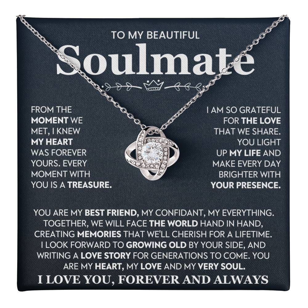 To My Beautiful Soulmate Necklace for Women, Girlfriend- My Soulmate Love Knot Necklace Gifts for Her Anniversary Future Wife You Are My Best Friend Girl Friend Necklace with Card & Box