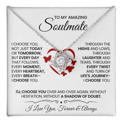 To My Amazing Soulmate Love Knot Necklace – I Choose You Always — product thumbnail 1