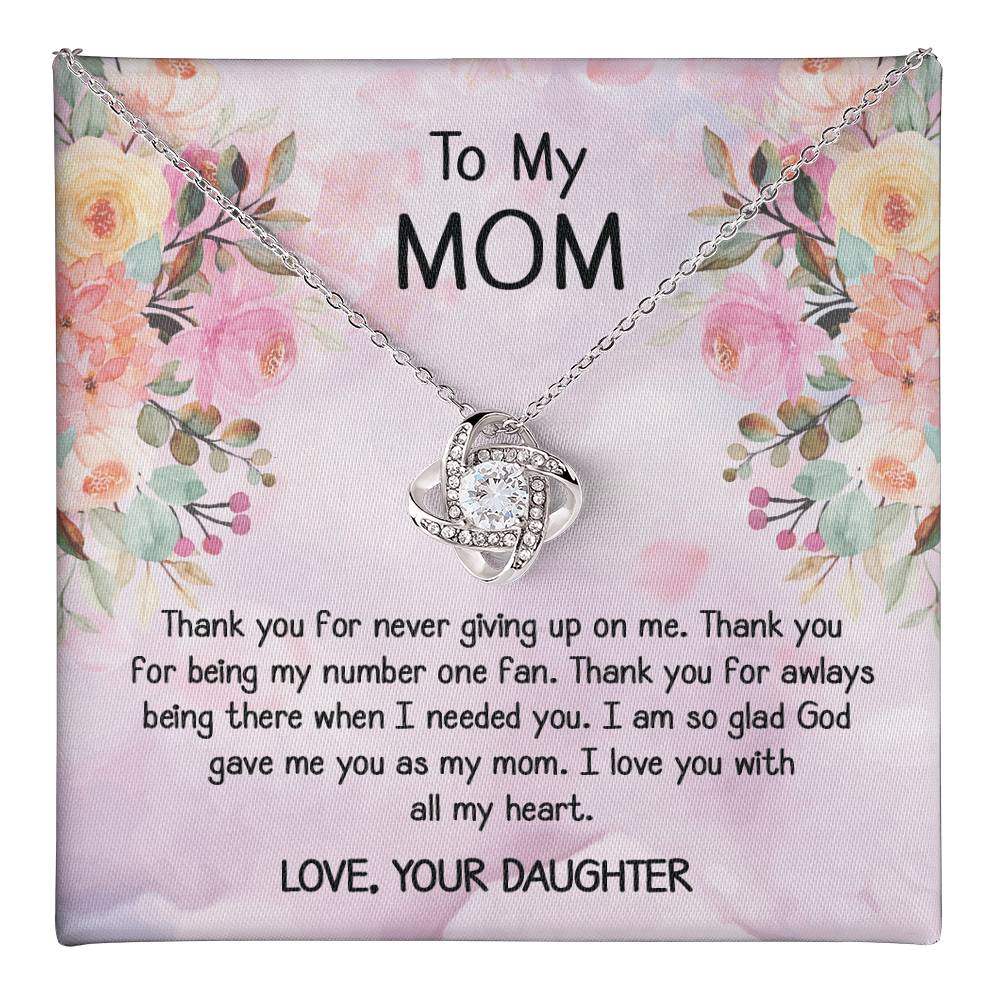 To My Mom Gift Love Knot Necklace From Daughter With Message Card Moth