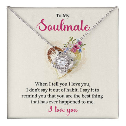 To My Soulmate Necklace for Women Gift From Husband Say I Love You - My Soulmate Love Knot Necklace Gifts for Her Anniversary Future Wife Necklace Romantic Gifts For My Wife with Card & Box