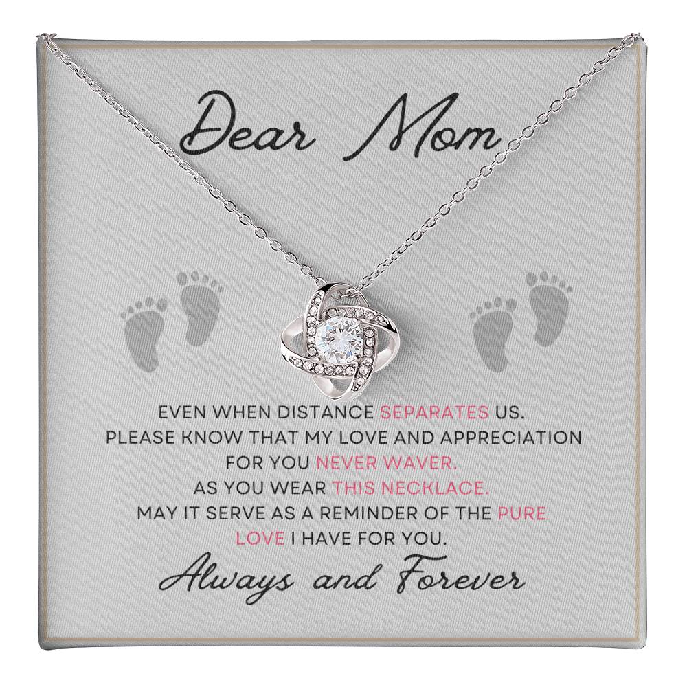 Dear Mom Pure Love You Card Gift Love Knot Necklace From Daughter With Message Card Mother's Day Necklace Gift for Mom, Mother Necklace, Mom Birthday Present From Daughter