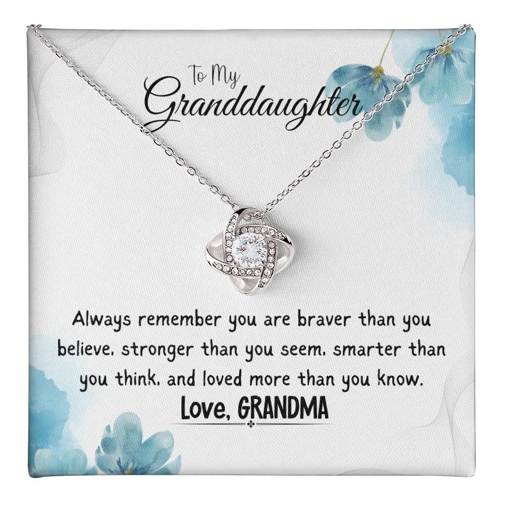 To My Granddaughter Necklace From Grandma Love Knot Necklace for Girls