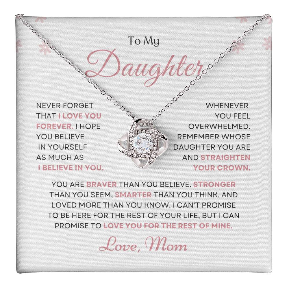To My Daughter Love Knot Necklace – Believe in Yourself Gift from Mom