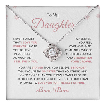 To My Daughter Love Knot Necklace – Believe in Yourself Gift from Mom