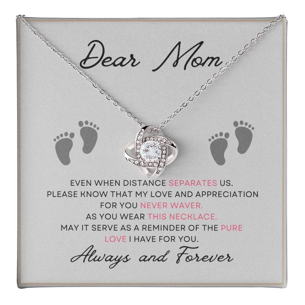 Dear Mom, Always and Forever Message Card Gift Love Knot Necklace From Daughter With Message Card Mother's Day Necklace Gift for Mom, Mother Necklace, Mom Birthday Present From Daughter