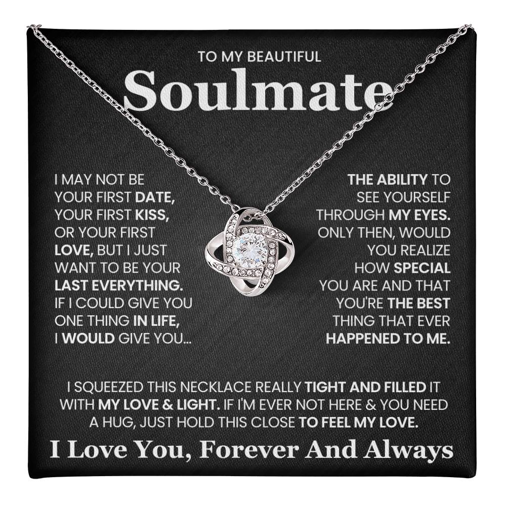 To My Beautiful Soulmate Necklace for Wife Women, Girlfriend Feel My Love - My Soulmate Love Knot Necklace Gifts for Her Anniversary Future Wife Girl Friend Necklace with Card & Box