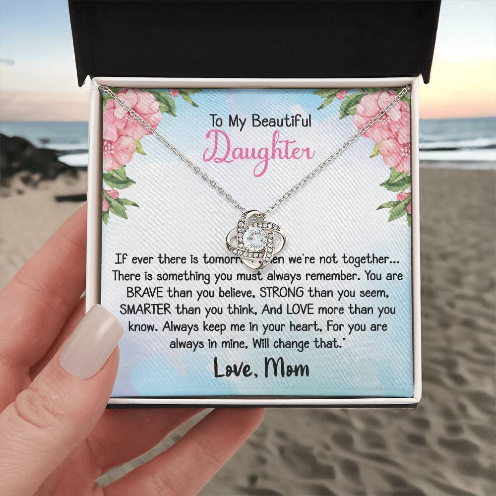 To my Daughter - Love Knot Necklace Gift for Daughter from Dad or Mom 