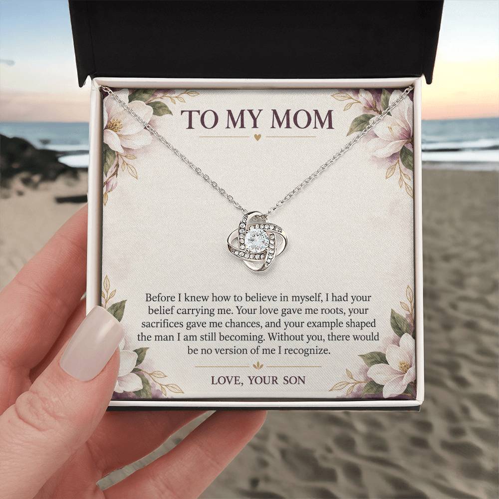 Love Knot Necklace for Mom from Son – Without You There Is No Me — product image 3