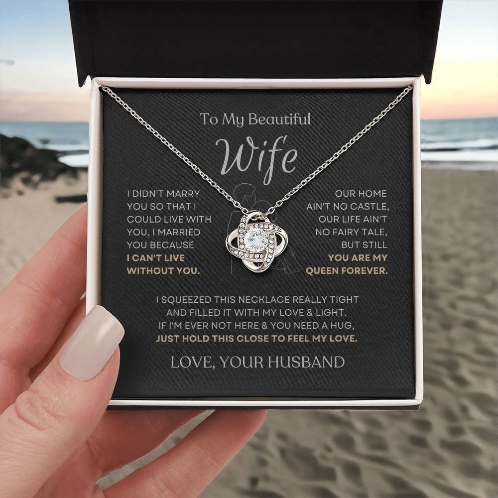 To My Beautiful Wife Love Knot Necklace – I Can't Live Without You — product image 3