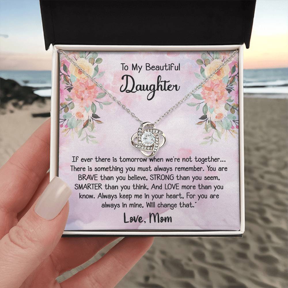 To My Daughter Love Knot Necklace Gift With Beautiful Message Card - B