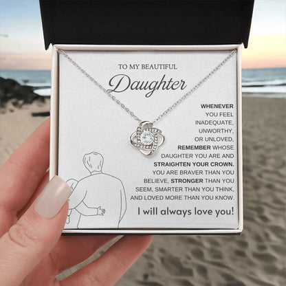 To My Daughter Love Knot Necklace – Straighten Your Crown Gift
