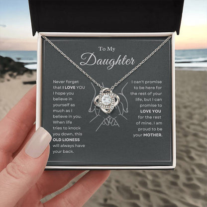 To My Daughter Love Knot Necklace – Old Lioness Gift from Mom