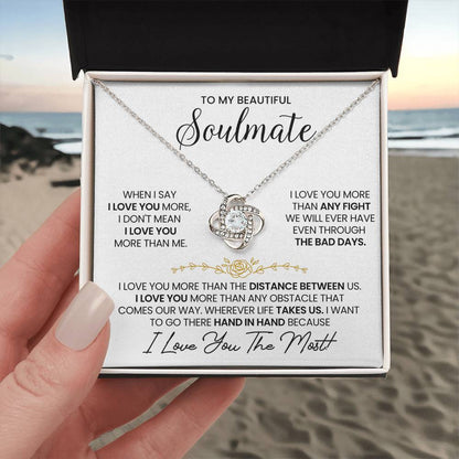 To My Soulmate Love Knot Necklace – I Love You More — product thumbnail 3