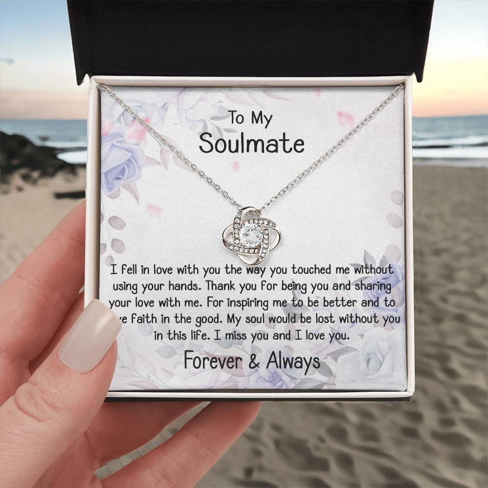 To My Soulmate Gift Love Knot Silver Necklace With Beautiful Message C