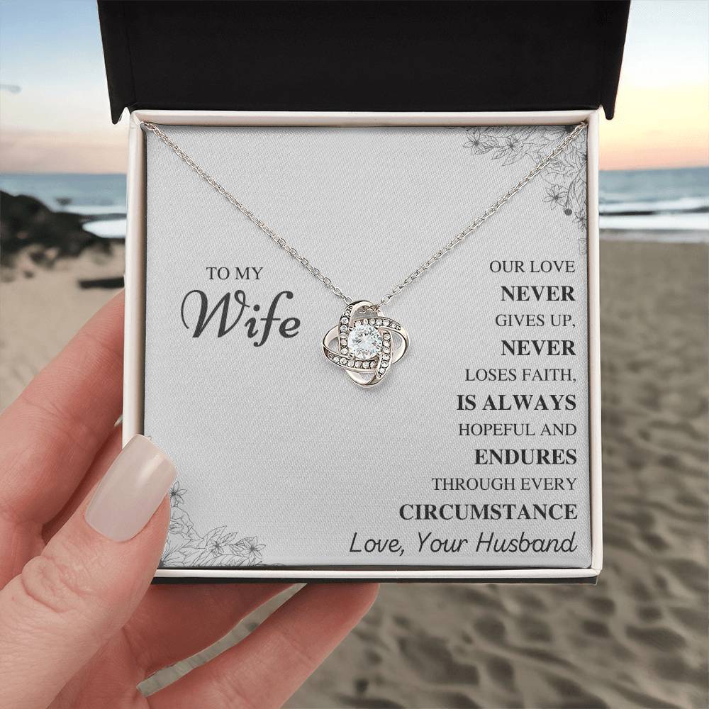 To My Wife Love Knot Necklace – Our Love Never Gives Up — product image 3