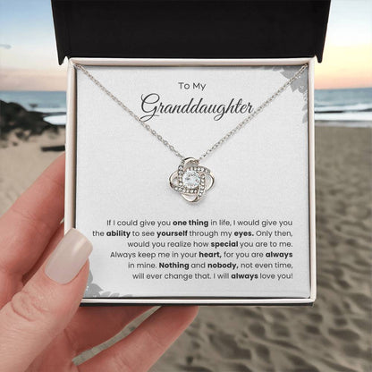 To My Granddaughter Love Knot Necklace – See Yourself Through My Eyes — product thumbnail 3