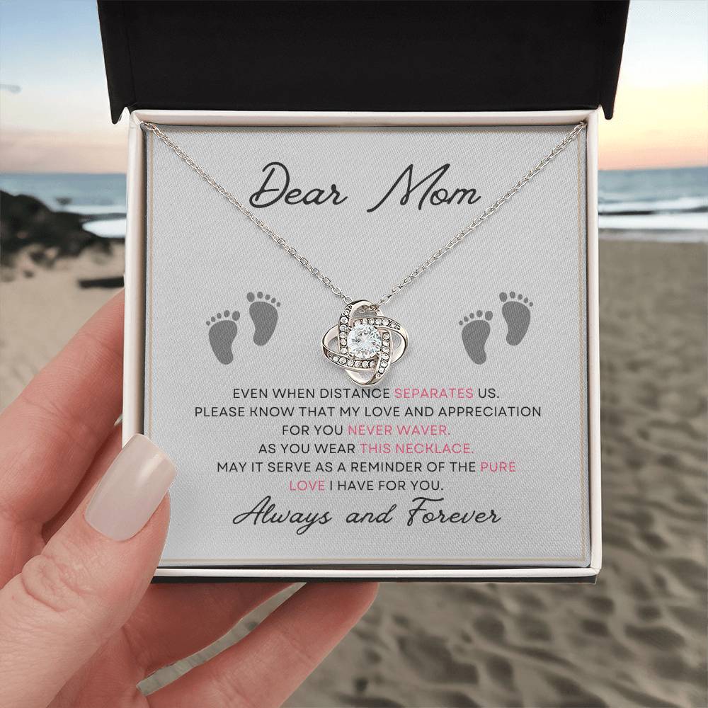 Dear Mom, Always and Forever Message Card Gift Love Knot Necklace From Daughter With Message Card Mother's Day Necklace Gift for Mom, Mother Necklace, Mom Birthday Present From Daughter