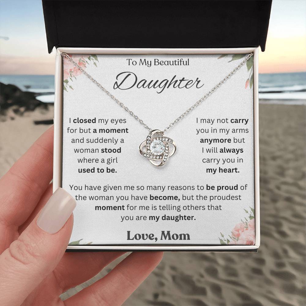 To My Daughter Love Knot Necklace – I Closed My Eyes — product image 3