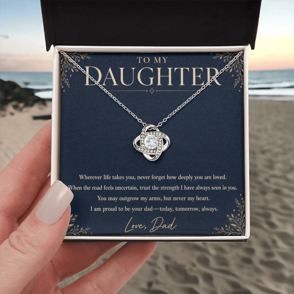 To My Daughter Love Knot Necklace – Forever Loved Gift from Dad