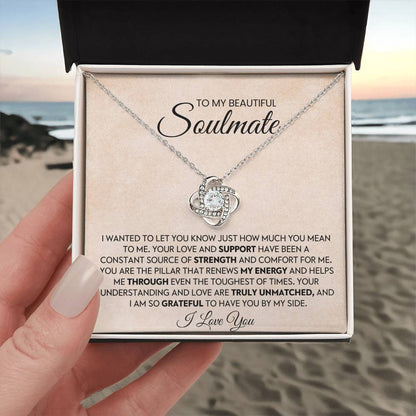 To My Beautiful Soulmate Love Knot Necklace – My Pillar of Strength — product thumbnail 3