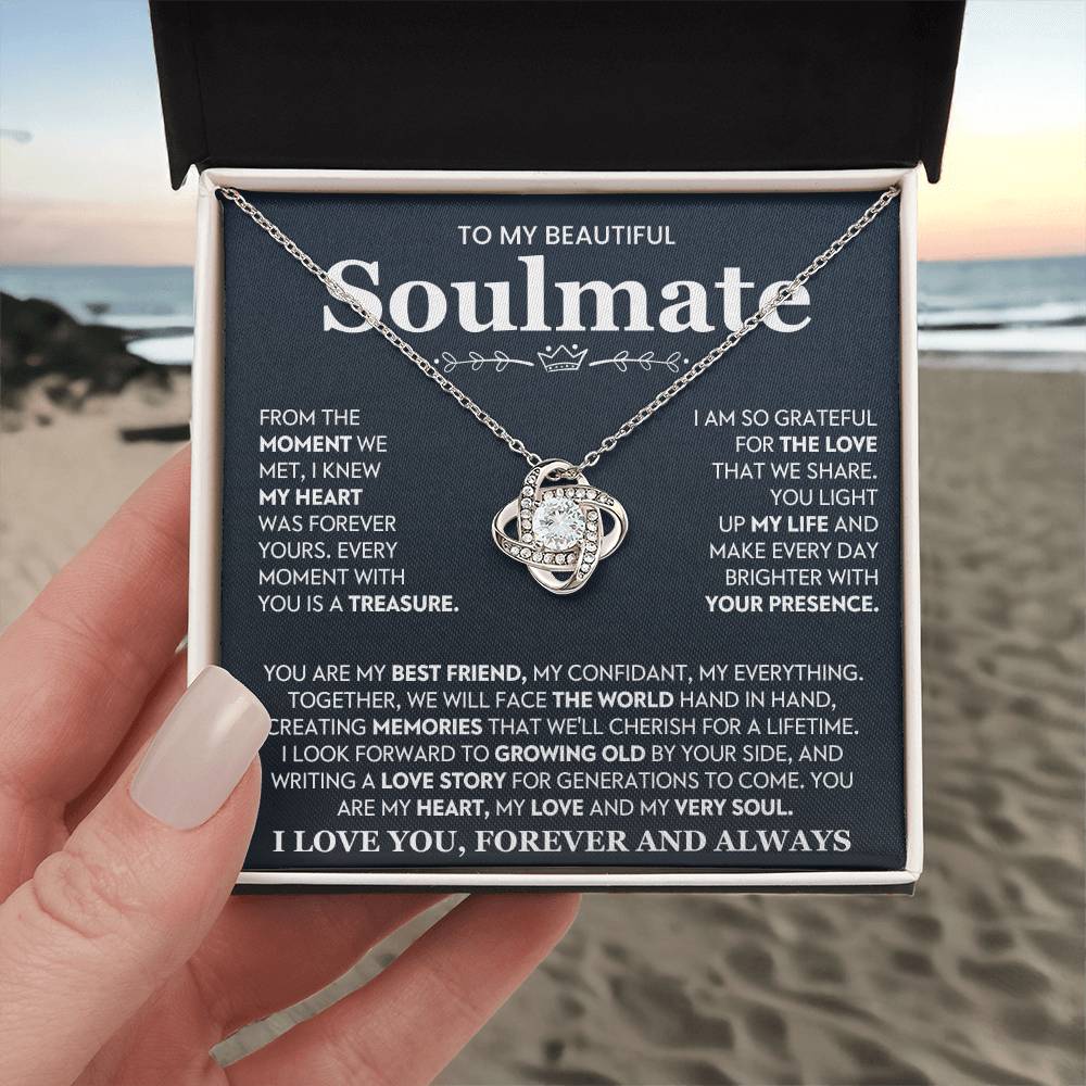 To My Beautiful Soulmate Love Knot Necklace – Together Hand in Hand — product image 3