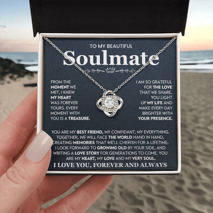 To My Beautiful Soulmate Love Knot Necklace – Together Hand in Hand — product thumbnail 3