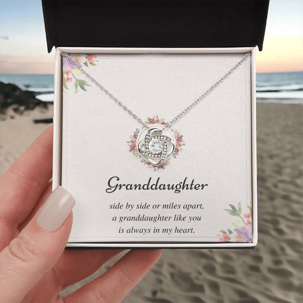 To My Granddaughter Love Knot Necklace – Side by Side or Miles Apart — product image 2