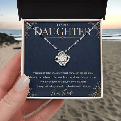 To My Daughter Love Knot Necklace – Forever Loved Gift from Dad