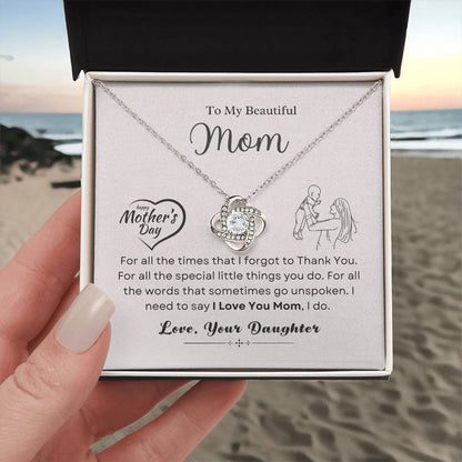 To My Mom Love Knot Necklace – Thank You Gift from Daughter