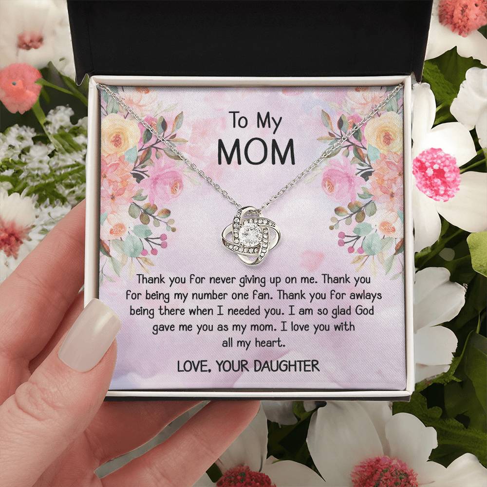 To My Mom Gift Love Knot Necklace From Daughter With Message Card Moth