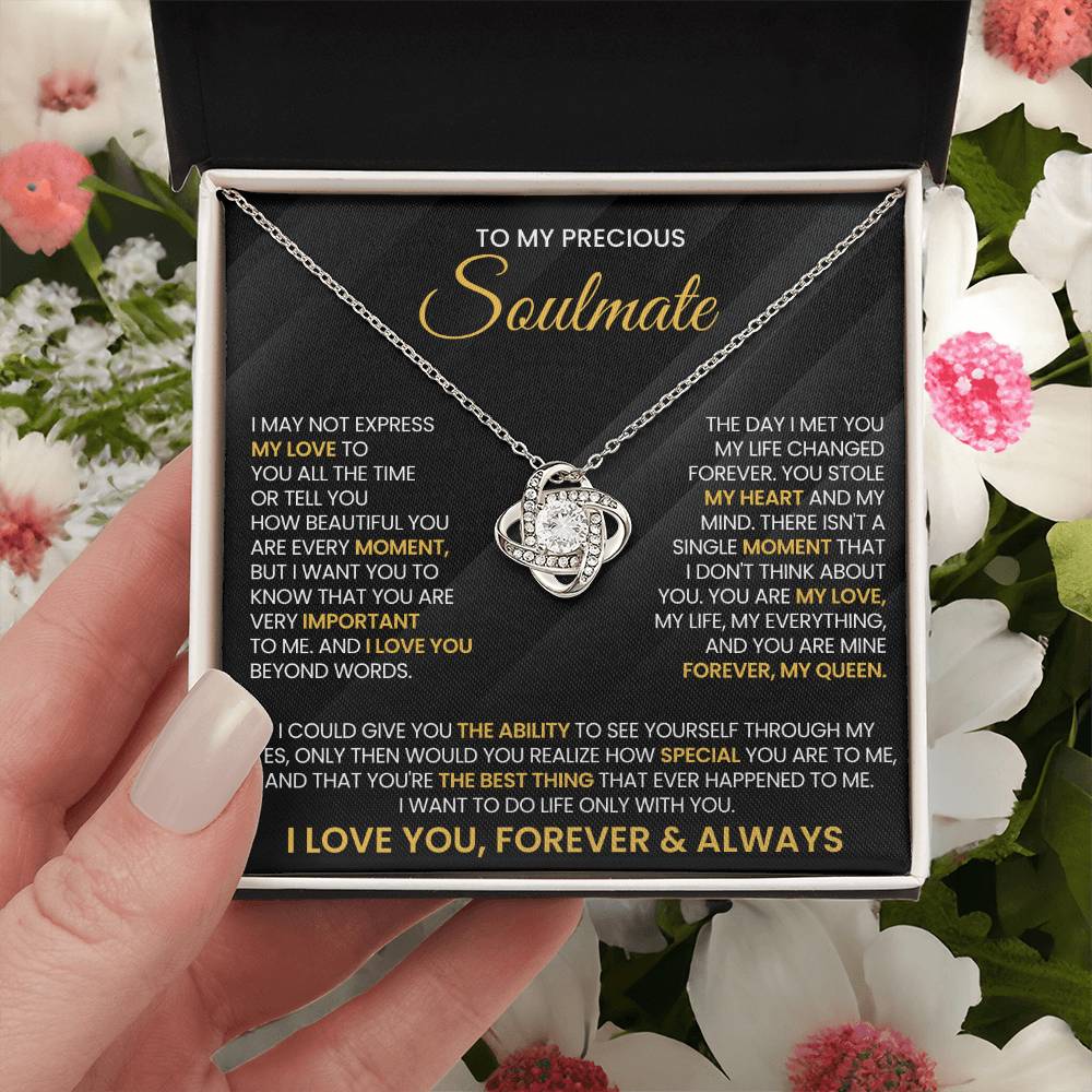 To My Precious Soulmate Love Knot Necklace – You Stole My Heart — product image 6