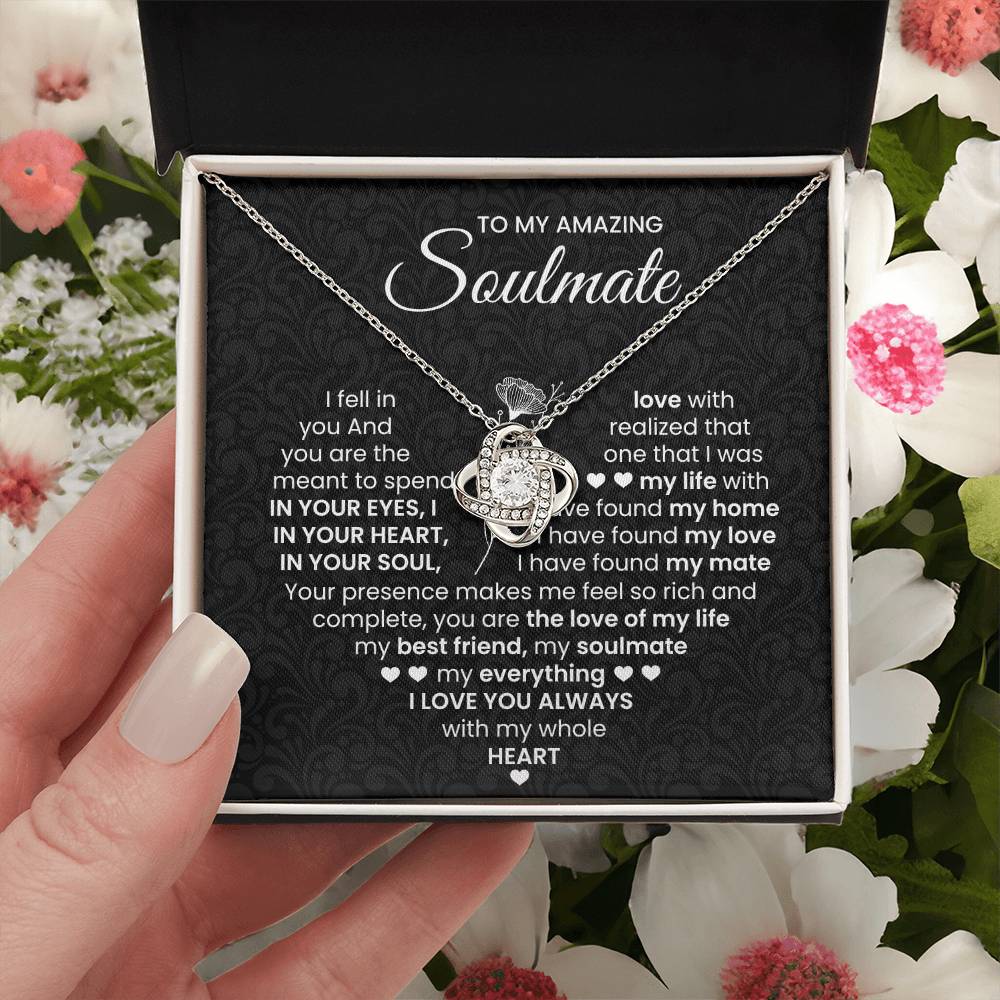 To My Amazing Soulmate Necklace for Women, Girlfriend- My Soulmate Love Knot Necklace Gifts for Her Anniversary Future Wife I Love You Always Girl Friend Necklace with Card & Box