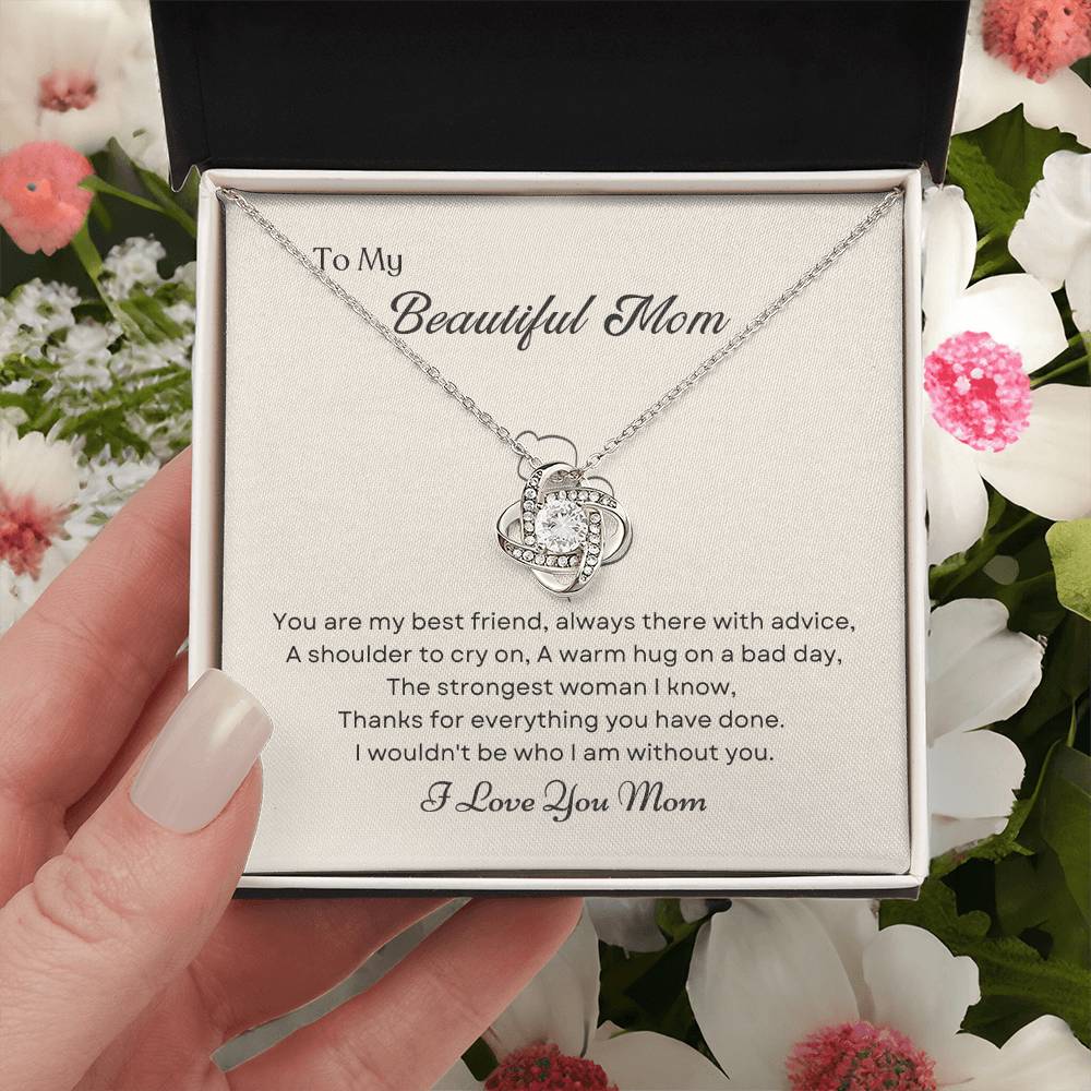 To My Mom Love Knot Necklace – My Best Friend & Strength