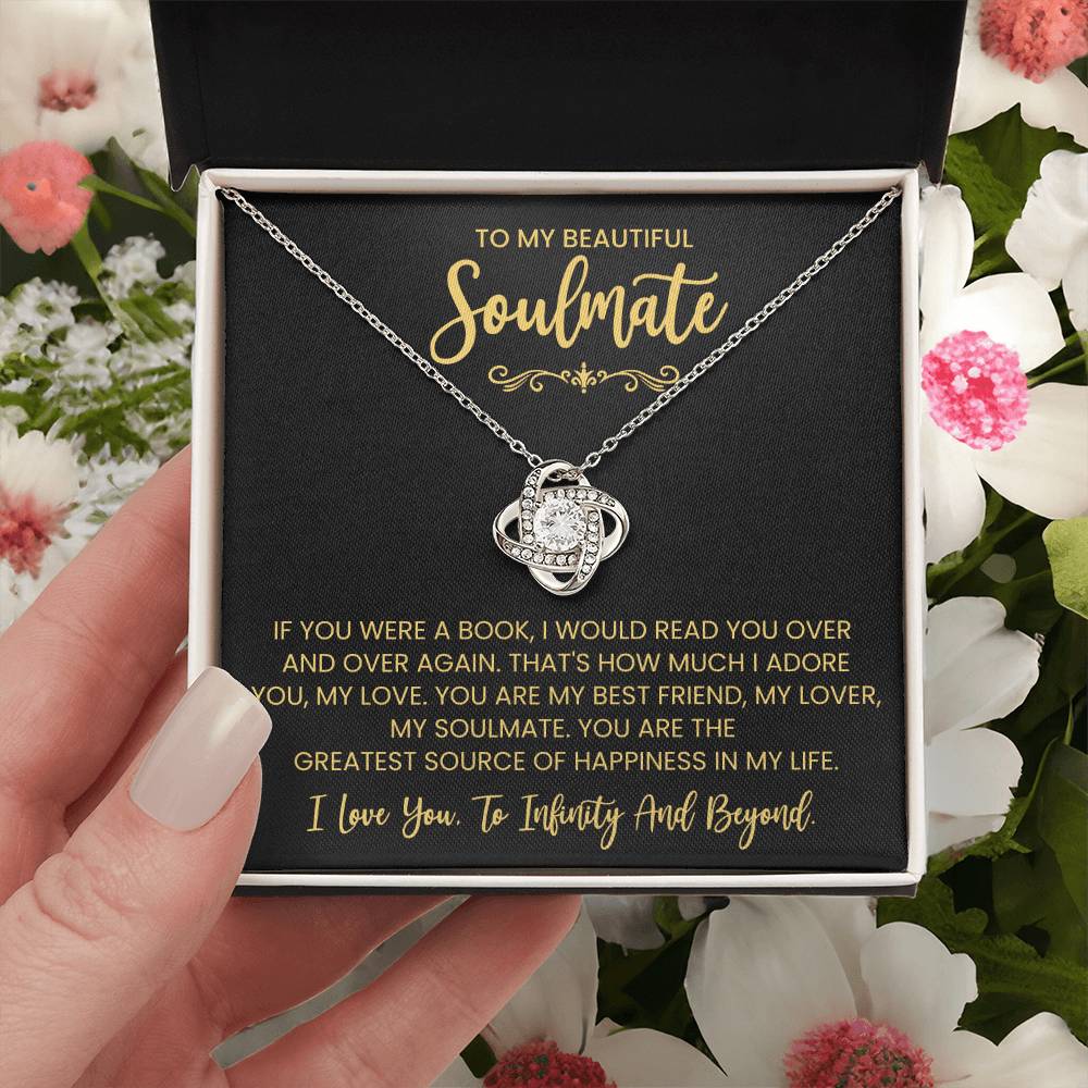 To My Beautiful Soulmate Necklace for Women, Girlfriend- My Soulmate Love Knot Necklace Gifts for Her Anniversary Future Wife You are My BestFriend My Lover Girl Friend Necklace with Card & Box