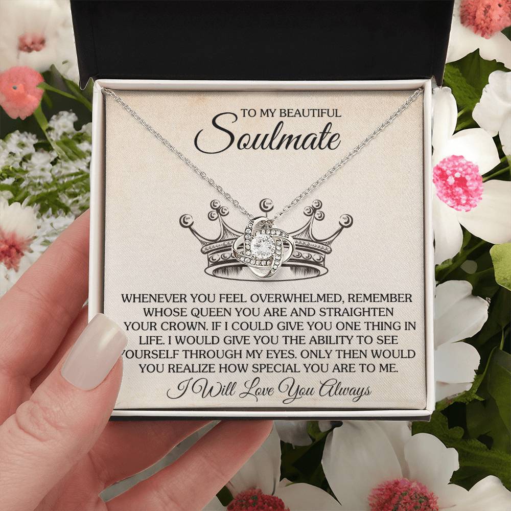 To My Beautiful Soulmate Necklace for Women, Girlfriend- My Soulmate Love Knot Necklace Gifts for Her Anniversary Future Wife Special You Are to Me Girl Friend Necklace with Card & Box