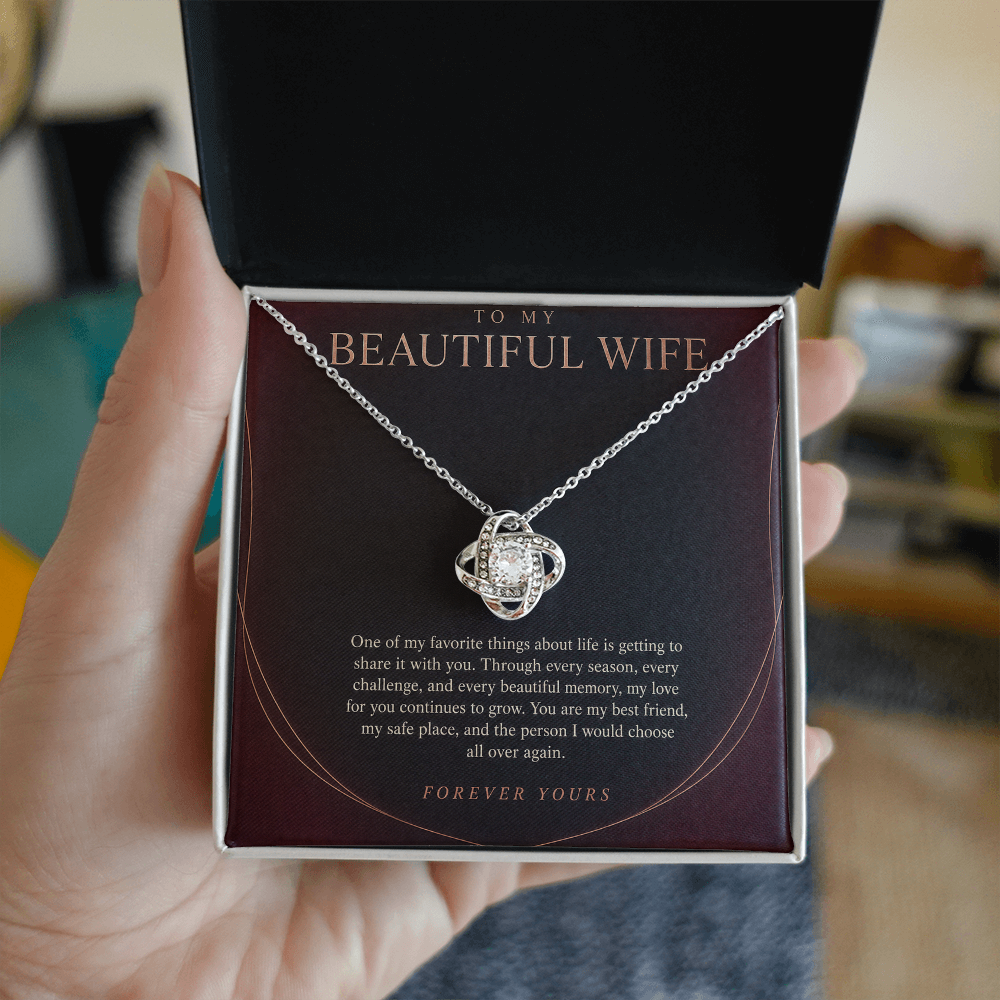 Elegant Love Knot Pendant Necklace with Message Card for Wife — product image 2