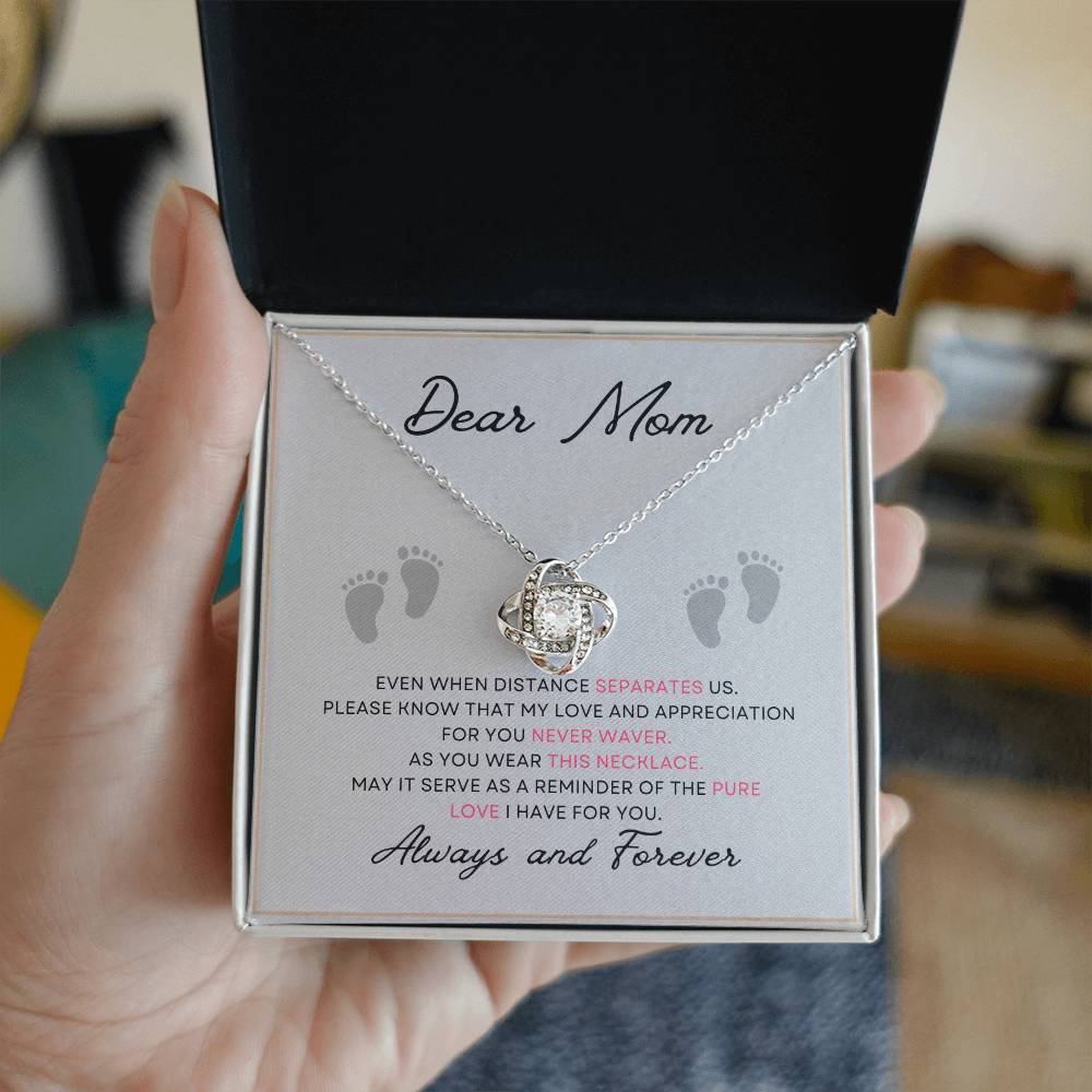 Dear Mom Pure Love You Card Gift Love Knot Necklace From Daughter With Message Card Mother's Day Necklace Gift for Mom, Mother Necklace, Mom Birthday Present From Daughter