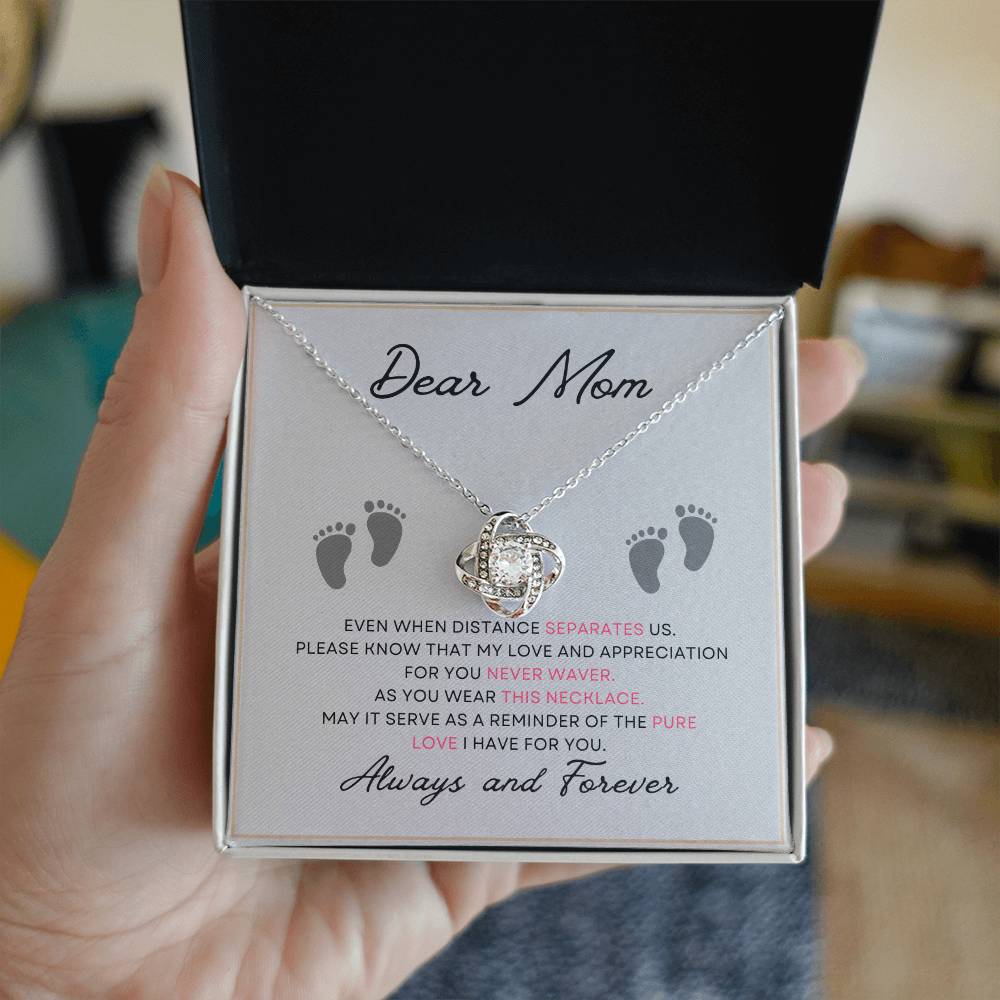 Dear Mom, Always and Forever Message Card Gift Love Knot Necklace From Daughter With Message Card Mother's Day Necklace Gift for Mom, Mother Necklace, Mom Birthday Present From Daughter