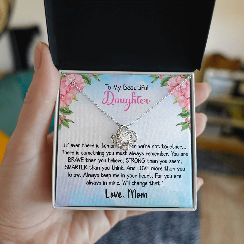 To my Daughter - Love Knot Necklace Gift for Daughter from Dad or Mom 