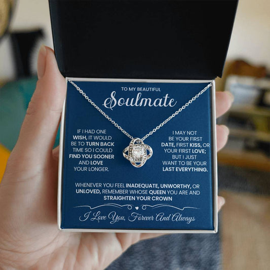 To My Beautiful Soulmate Necklace for Wife Women, Girlfriend Queen You Are