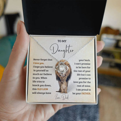 To My Daughter Never Forget That I Love You, Brave Lion Daughter Necklace Gift From Dad Gifts For Daughter From Father, Gift From Dad for Daughter, Father Daughter Necklace With Heartfelt Message