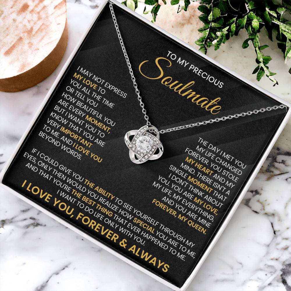 To My Precious Soulmate Love Knot Necklace – You Stole My Heart — product image 3