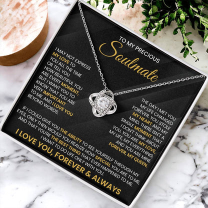 To My Precious Soulmate Love Knot Necklace – You Stole My Heart — product thumbnail 3