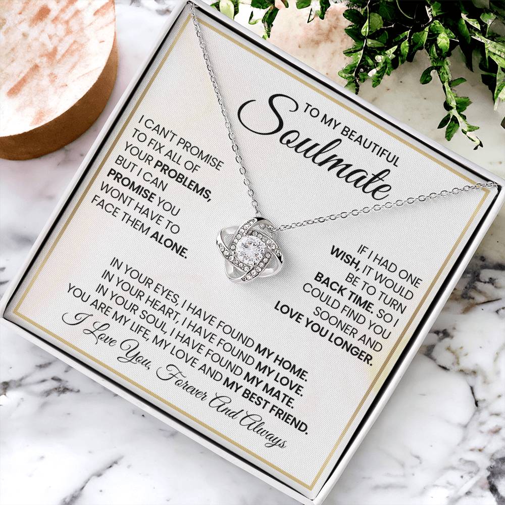 To My Beautiful Soulmate Necklace for Women, Girlfriend- My Soulmate Love Knot Necklace Gifts for Her Anniversary Future Wife My Love My Mate My Bestfriend Girl Friend Necklace with Card & Box