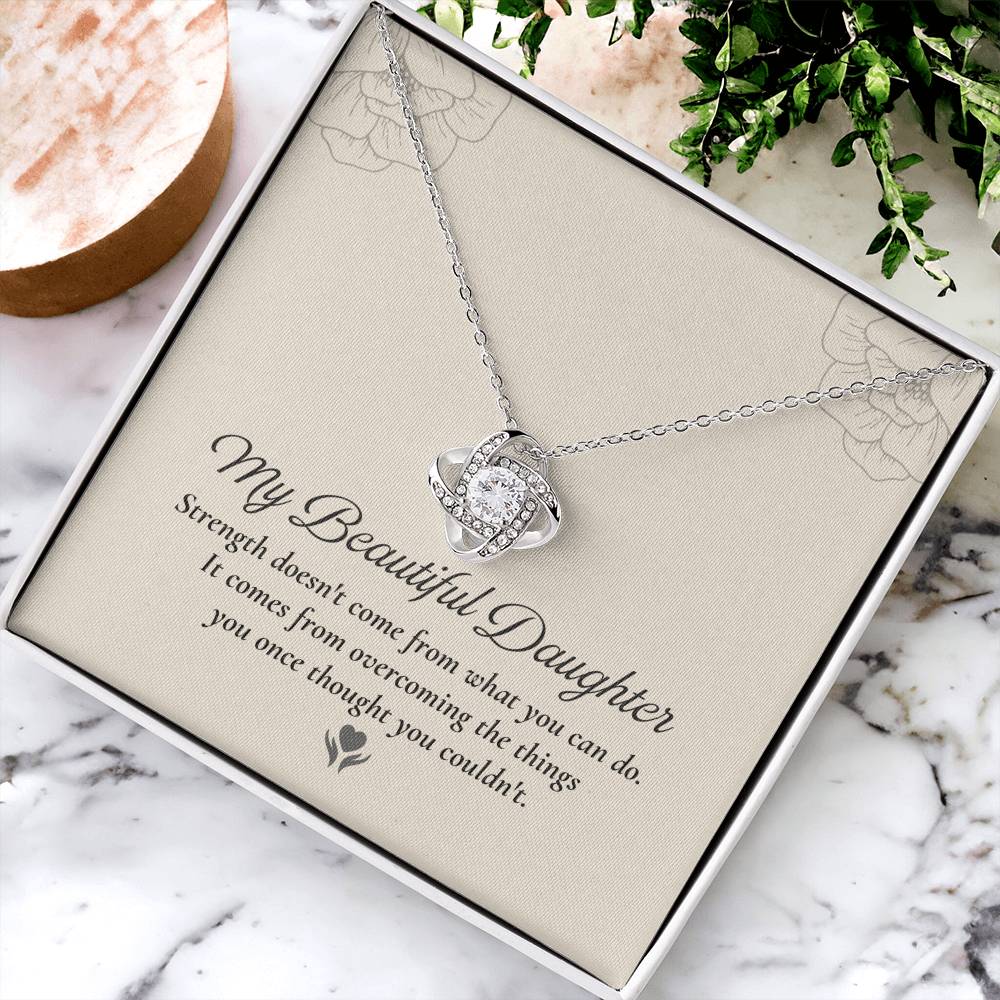 To My Daughter Love Knot Necklace – Strength Through Every Challenge