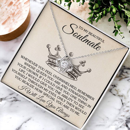 To My Beautiful Soulmate Necklace for Women, Girlfriend- My Soulmate Love Knot Necklace Gifts for Her Anniversary Future Wife Special You Are to Me Girl Friend Necklace with Card & Box