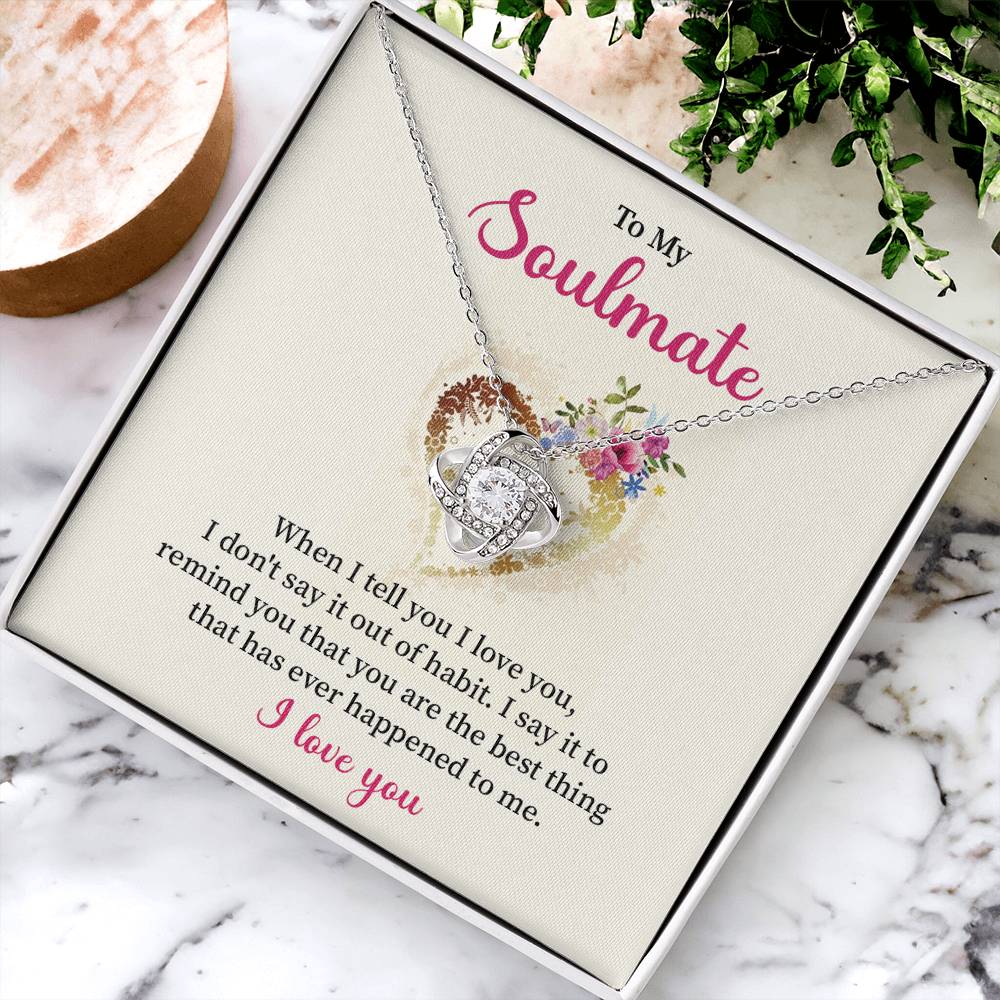 To My Soulmate Necklace for Women Gift From Husband Say I Love You - My Soulmate Love Knot Necklace Gifts for Her Anniversary Future Wife Necklace Romantic Gifts For My Wife with Card & Box