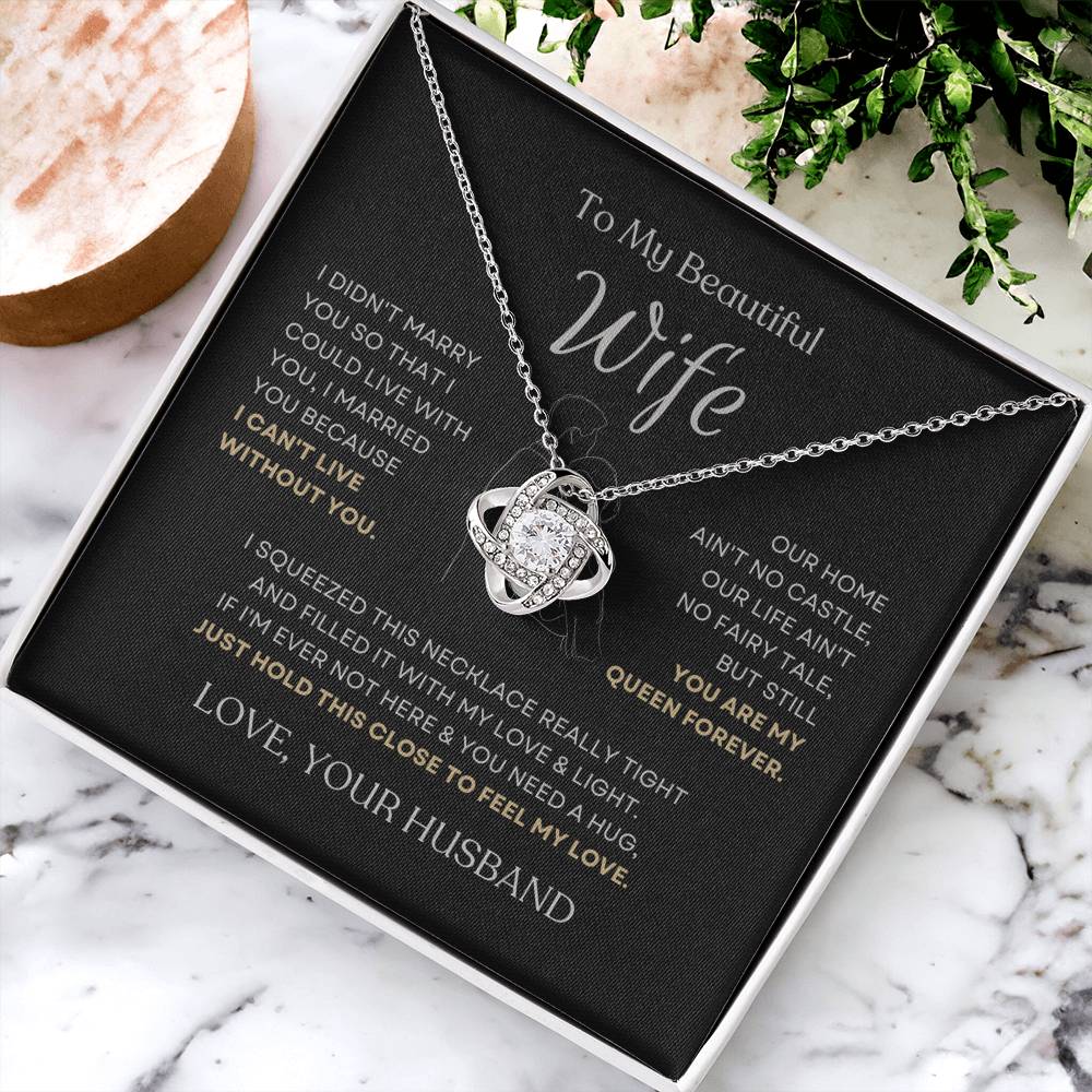 To My Beautiful Wife Love Knot Necklace – I Can't Live Without You — product image 4