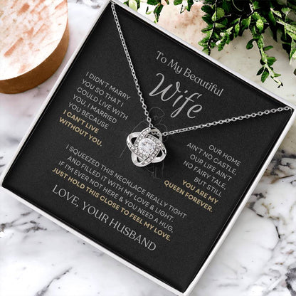 To My Beautiful Wife Love Knot Necklace – I Can't Live Without You — product thumbnail 4